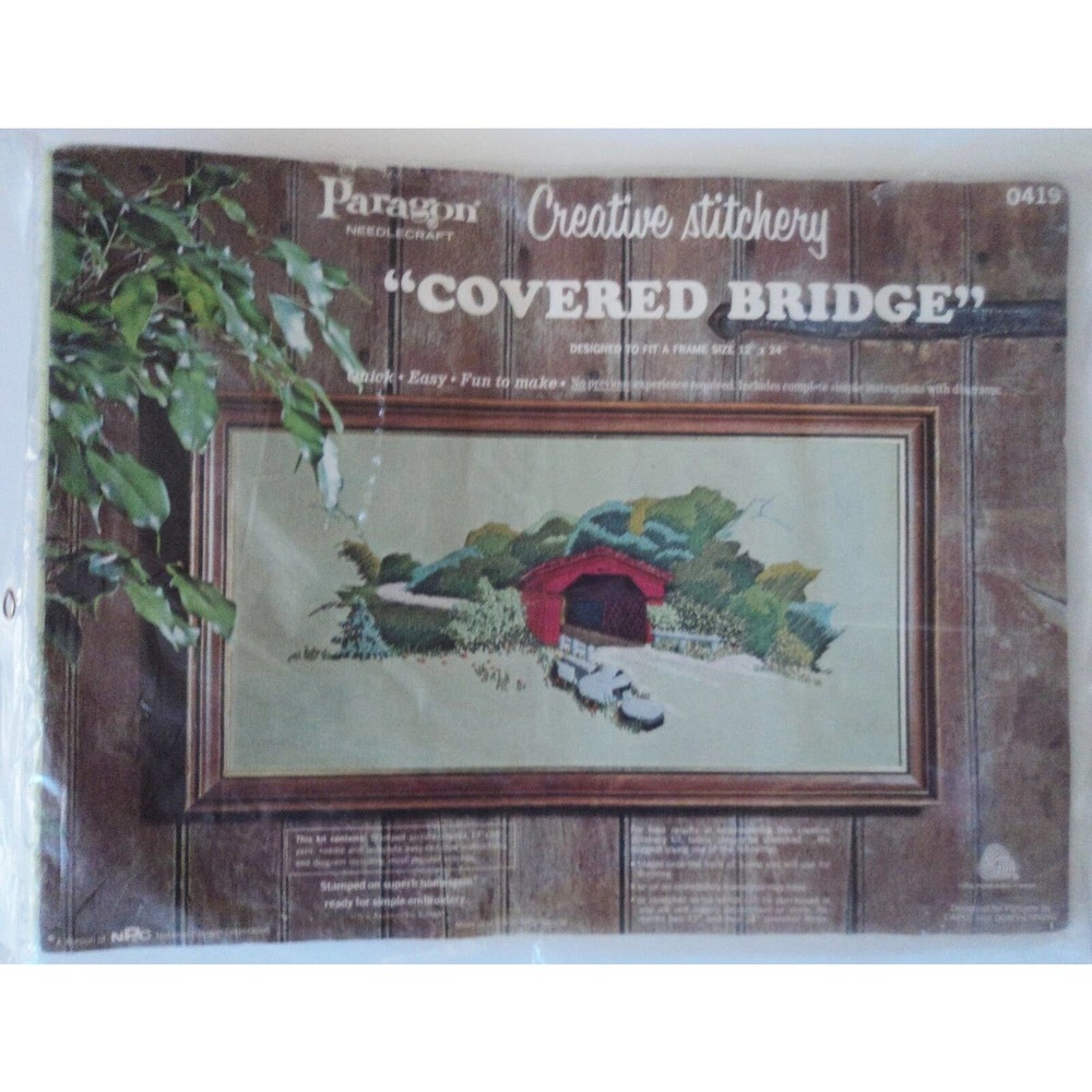 Paragon Needlecraft Covered Bridge Creative Stitchery Embroidery Kit 17 x 28